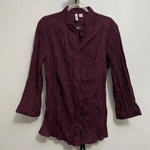 Women's Y2K Whimsigoth Floral Embroidered Button Up Shirt Top L Fairy Grunge